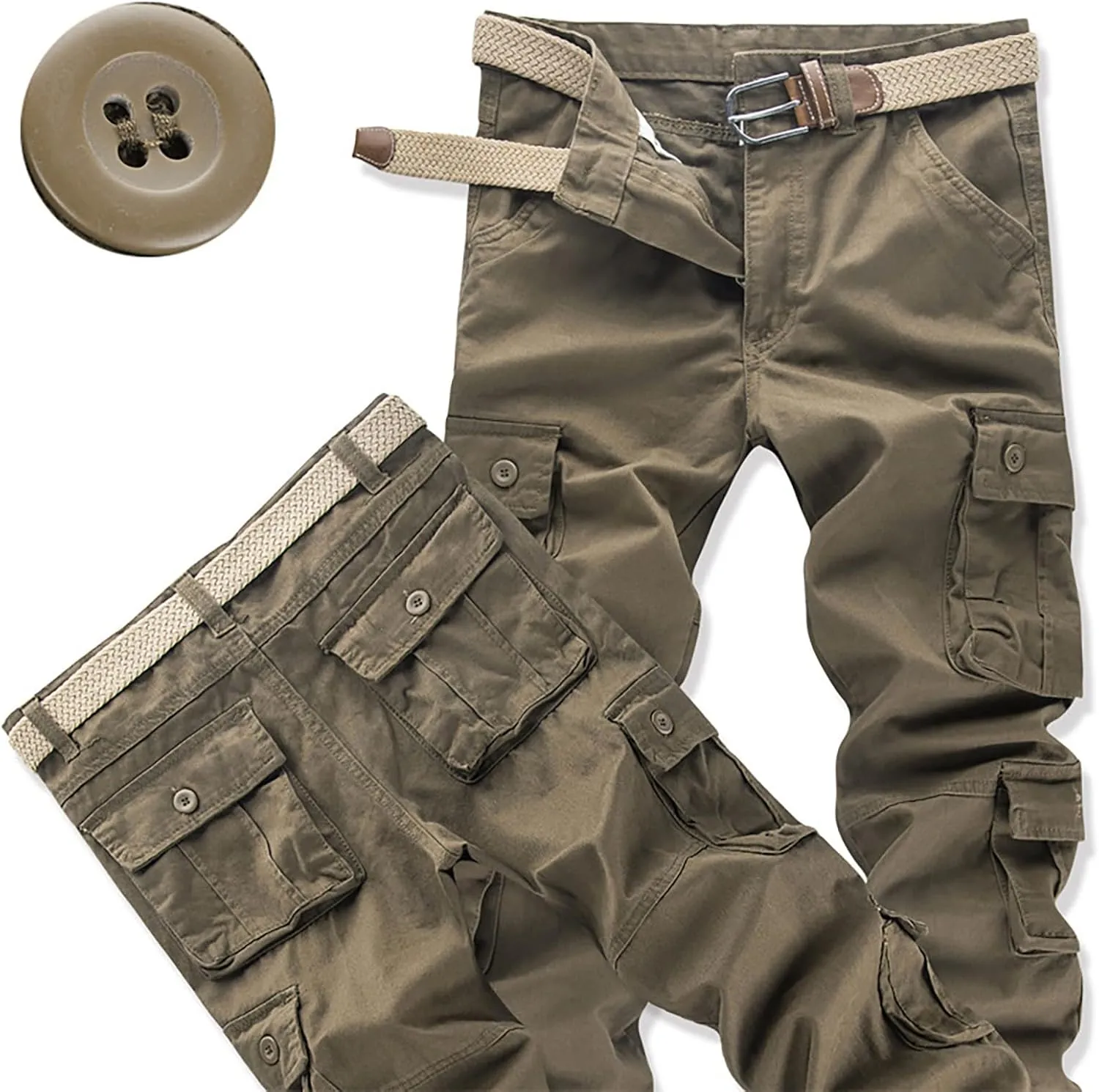 Men's Casual Cargo Pants Zipper Middle Waist Denim Long Pants Mens Loose Cargo Pants Men's Camo Cargo Pants