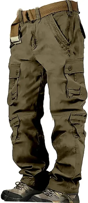 Men's Casual Cargo Pants Zipper Middle Waist Denim Long Pants Mens Loose Cargo Pants Men's Camo Cargo Pants