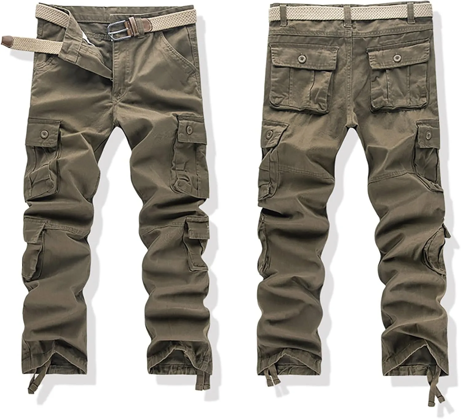 Men's Casual Cargo Pants Zipper Middle Waist Denim Long Pants Mens Loose Cargo Pants Men's Camo Cargo Pants