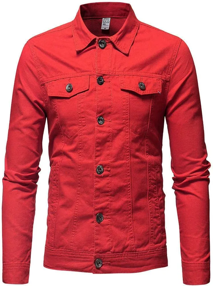 Mens Casual Denim Coats Vintage Distressed Washed Moto Bike Jean Jacket Classic Button Down Trucker Denim Jackets