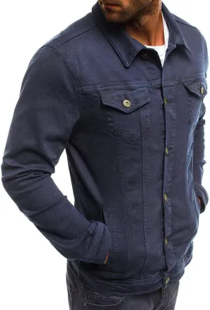 Mens Casual Denim Coats Vintage Distressed Washed Moto Bike Jean Jacket Classic Button Down Trucker Denim Jackets