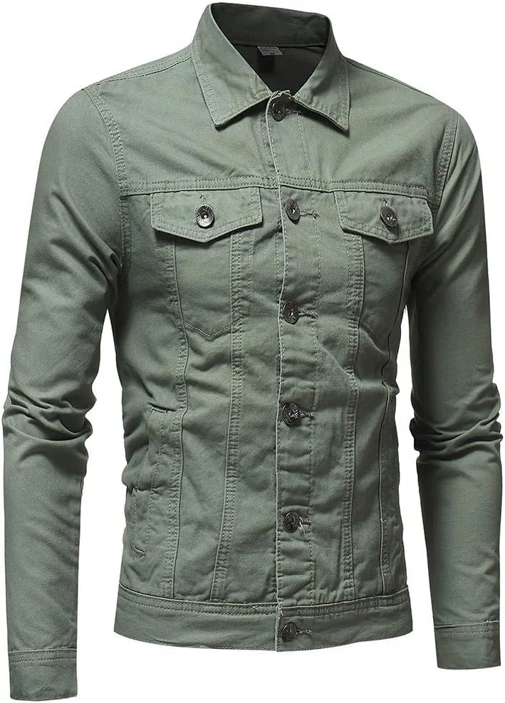 Mens Casual Denim Coats Vintage Distressed Washed Moto Bike Jean Jacket Classic Button Down Trucker Denim Jackets