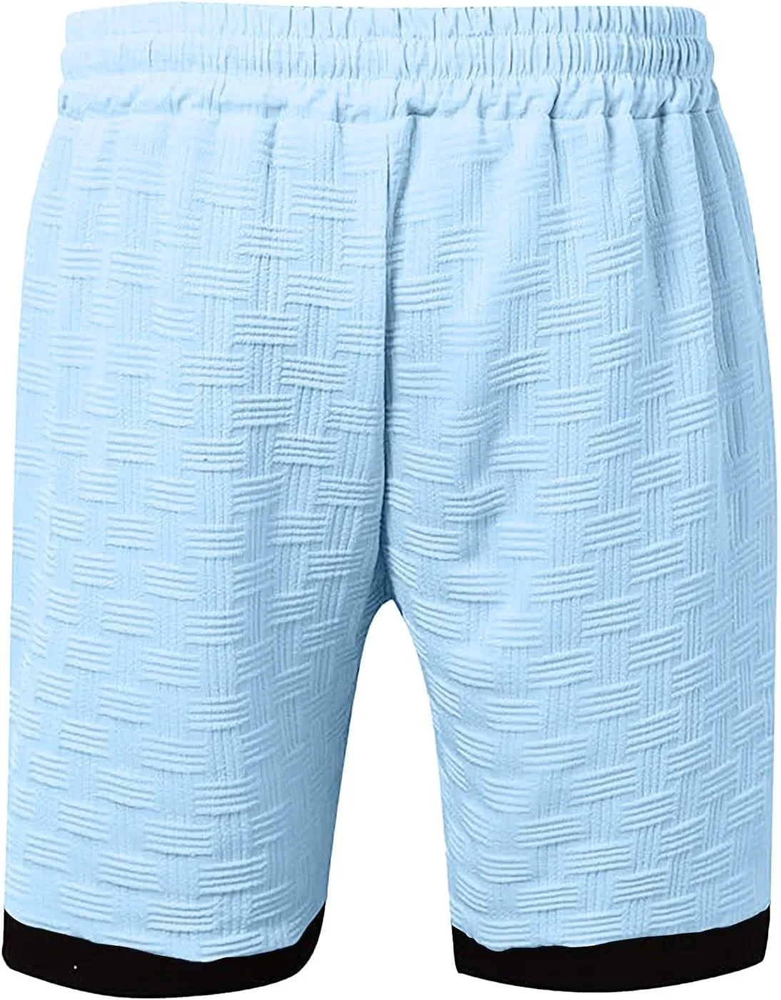 Men's Casual Shorts Jacquard Elastic Waist Drawstring Casual Pants Loose Fit Breathable Running Beach Shorts with Pocket