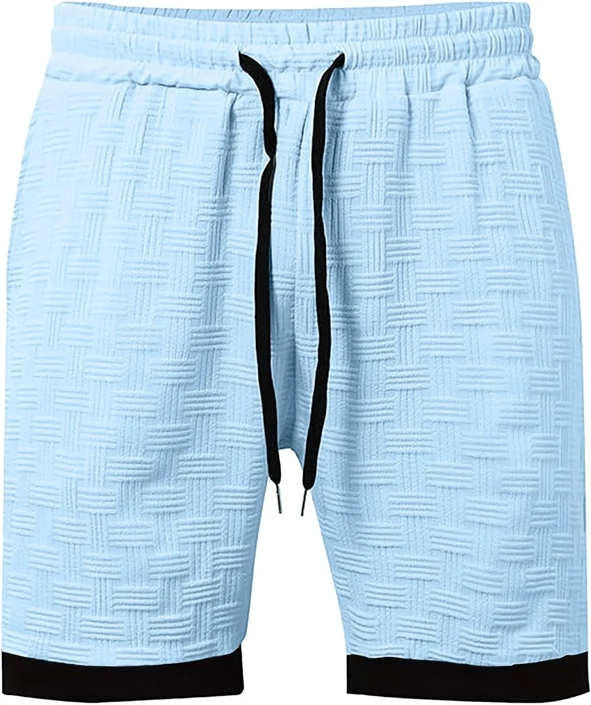 Men's Casual Shorts Jacquard Elastic Waist Drawstring Casual Pants Loose Fit Breathable Running Beach Shorts with Pocket