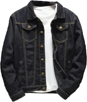Men's Classic Slim Jean Jacket Men Plus Size Denim Jackets For Men Casual Lightweight Sport Jeans Coats