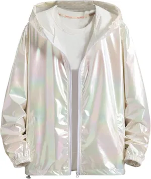 Men's Colorful Reflective Coat High Visibility Holographic Hoodie Jacket