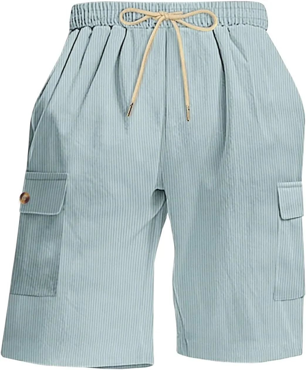 Mens Corduroy Shorts 2025 Summer Elastic Waist Drawstring Relaxed Fit Comfy Casual Cargo Pants Outdoor Camping Shorts