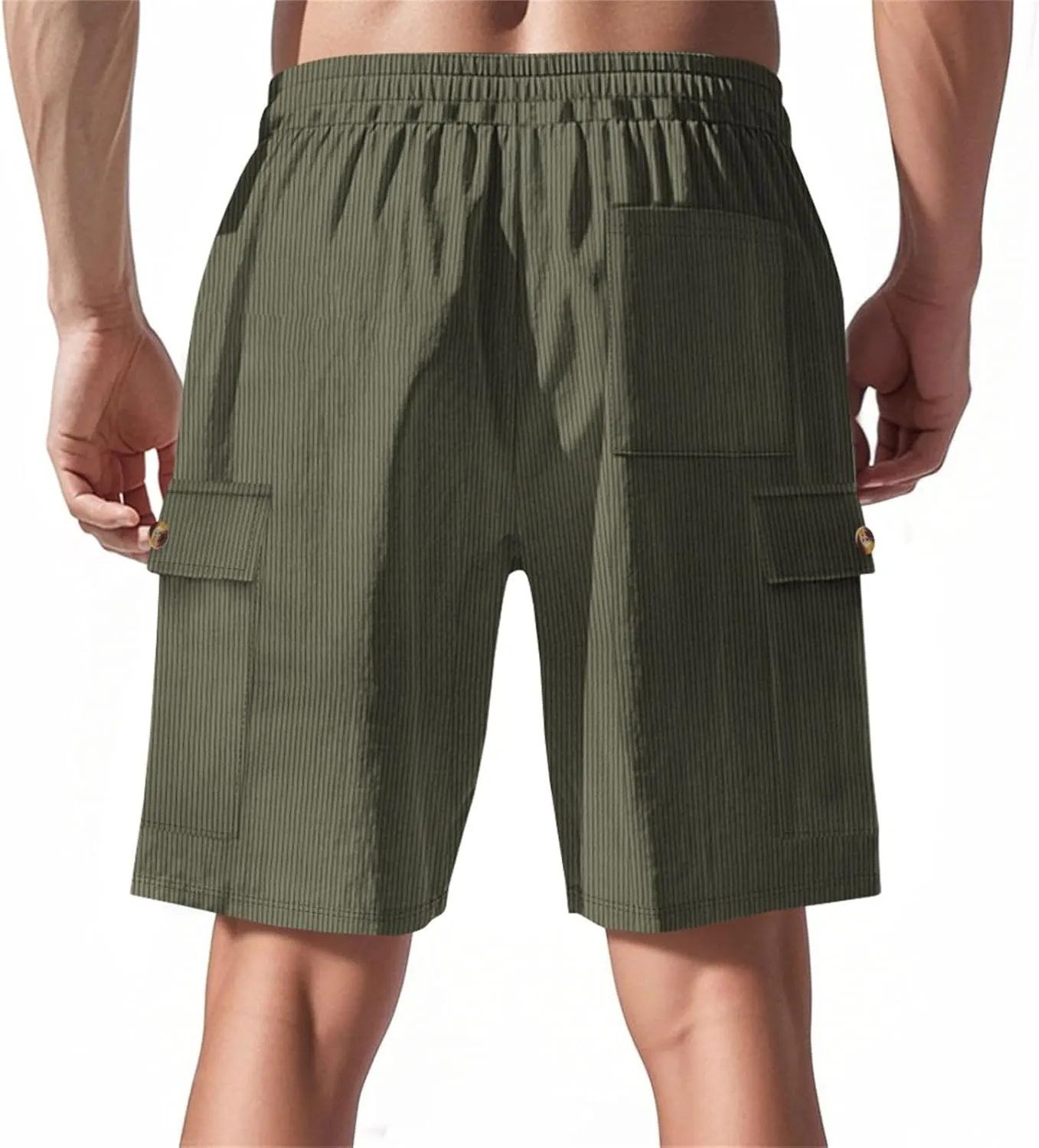 Mens Corduroy Shorts 2025 Summer Elastic Waist Drawstring Relaxed Fit Comfy Casual Cargo Pants Outdoor Camping Shorts