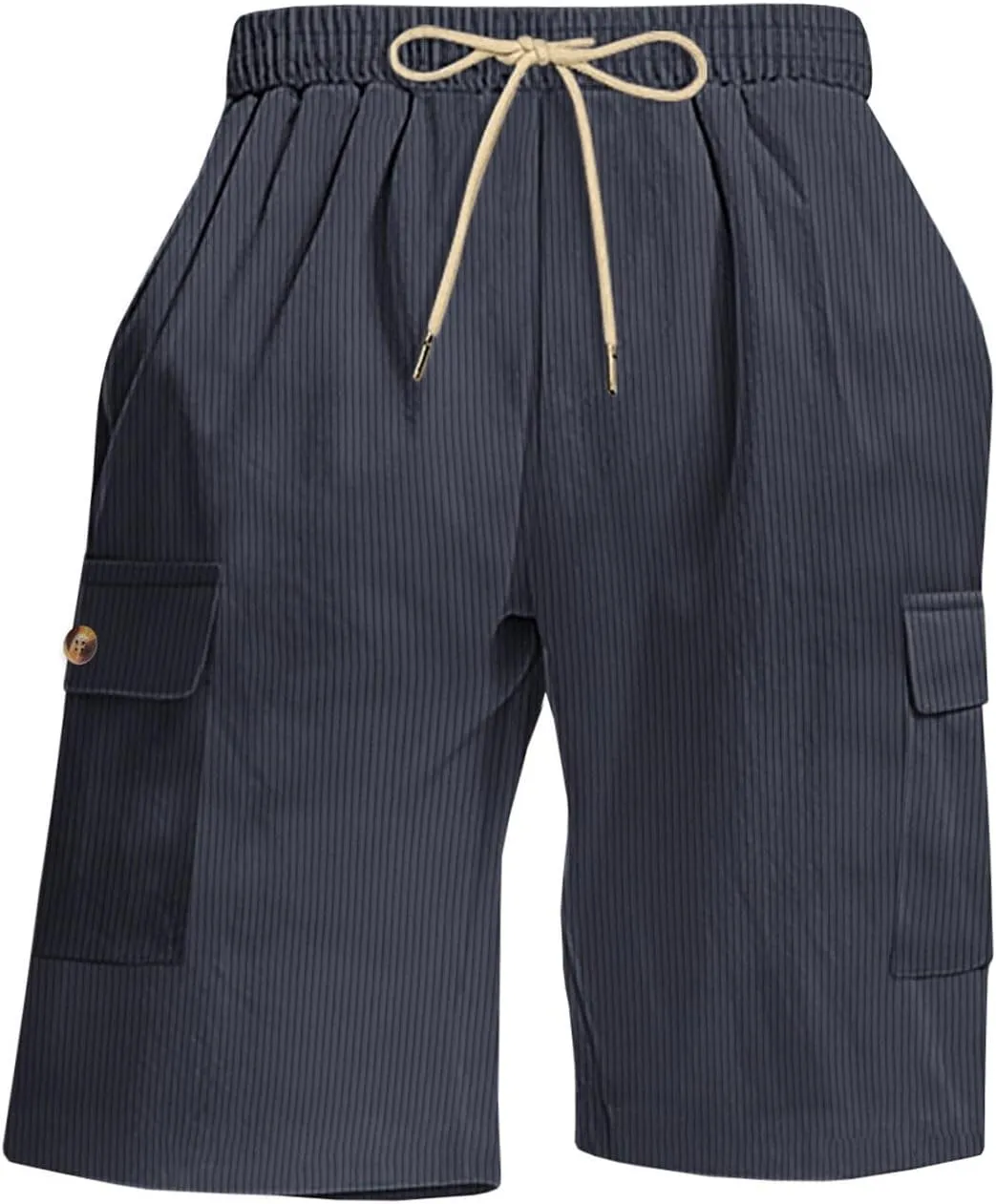 Mens Corduroy Shorts 2025 Summer Elastic Waist Drawstring Relaxed Fit Comfy Casual Cargo Pants Outdoor Camping Shorts