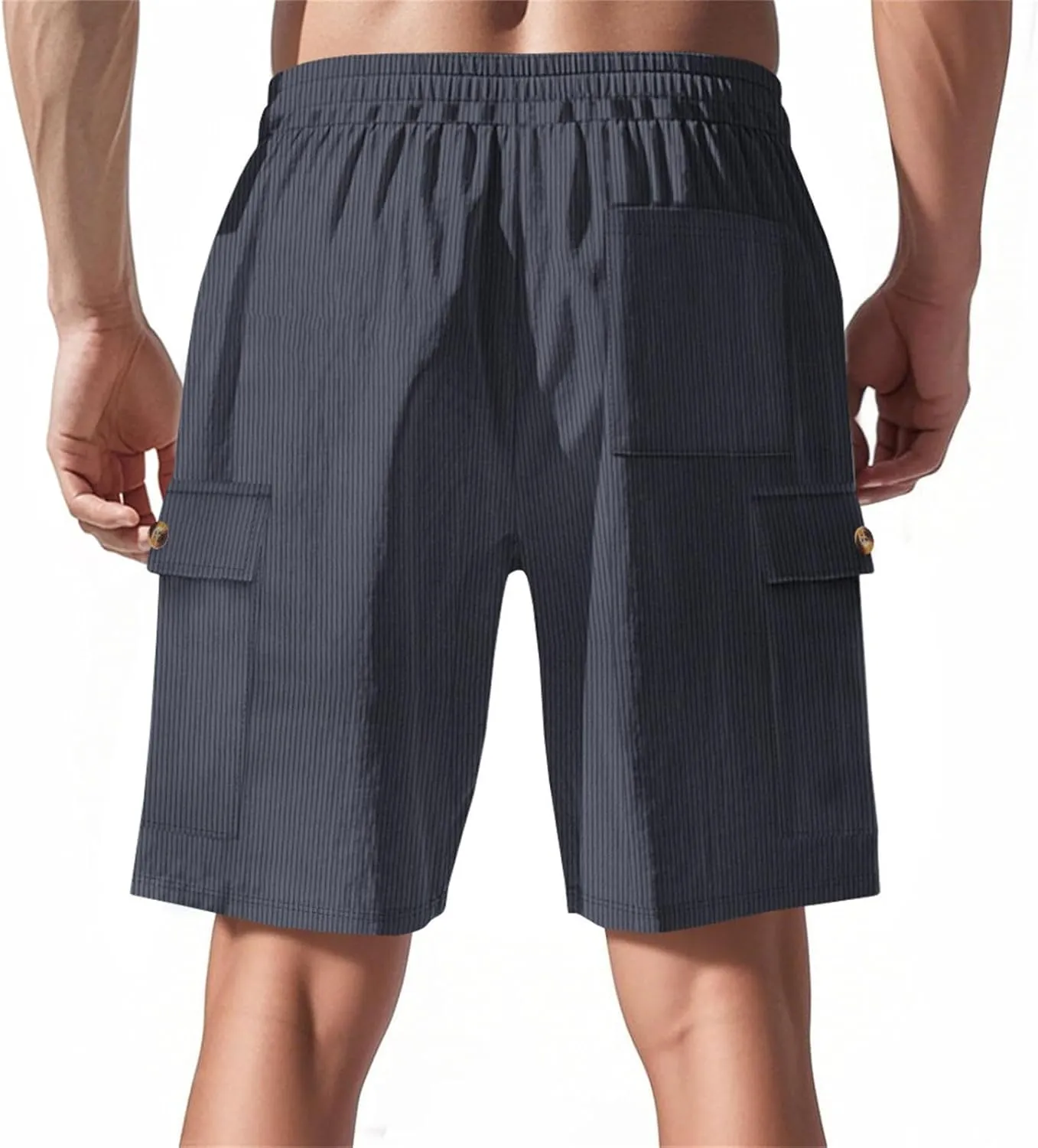 Mens Corduroy Shorts 2025 Summer Elastic Waist Drawstring Relaxed Fit Comfy Casual Cargo Pants Outdoor Camping Shorts