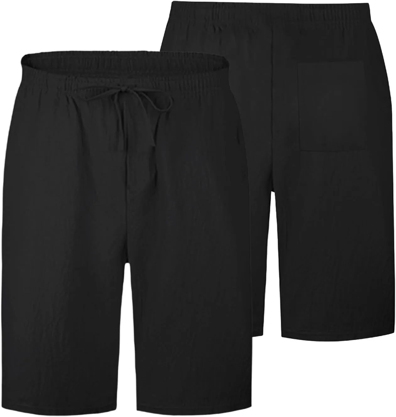 Mens Cotton Linen Shorts Elastic Waist Drawstring Summer Pant Baggy Cool Lightweight Outing Lounge Shorts with Pocket