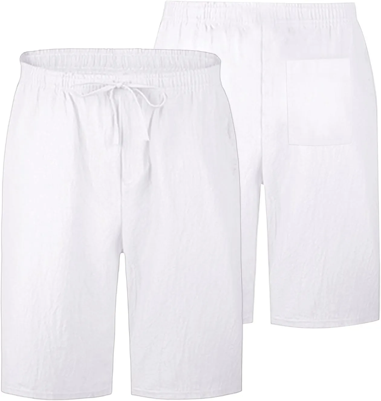 Mens Cotton Linen Shorts Elastic Waist Drawstring Summer Pant Baggy Cool Lightweight Outing Lounge Shorts with Pocket