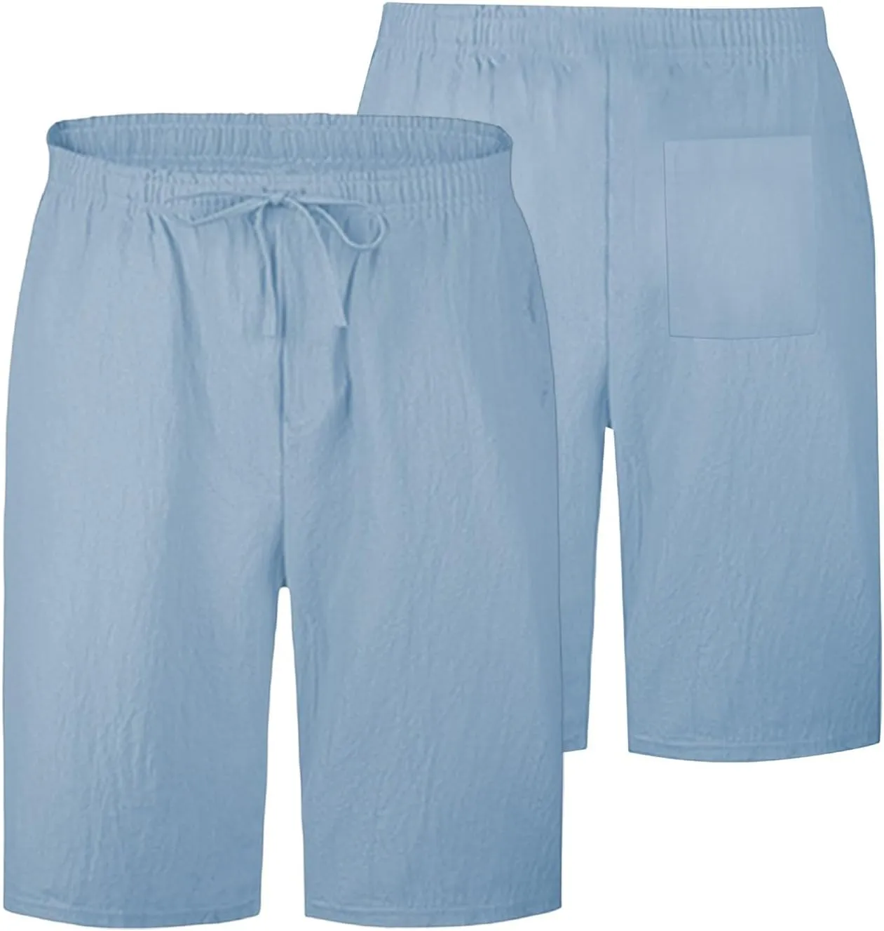Mens Cotton Linen Shorts Elastic Waist Drawstring Summer Pant Baggy Cool Lightweight Outing Lounge Shorts with Pocket