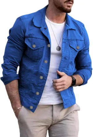 Mens Denim Jean Jackets Casual Regular Fit Button Down Long Sleeve Trucker Shirt Jacket Slim Fit Jean Cardigan Coat