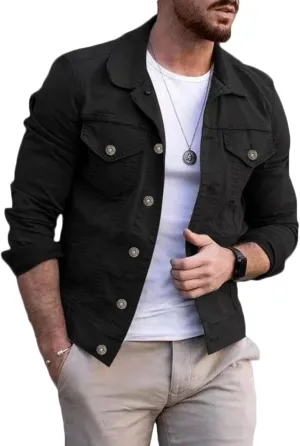 Mens Denim Jean Jackets Casual Regular Fit Button Down Long Sleeve Trucker Shirt Jacket Slim Fit Jean Cardigan Coat