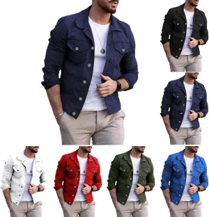 Mens Denim Jean Jackets Casual Regular Fit Button Down Long Sleeve Trucker Shirt Jacket Slim Fit Jean Cardigan Coat