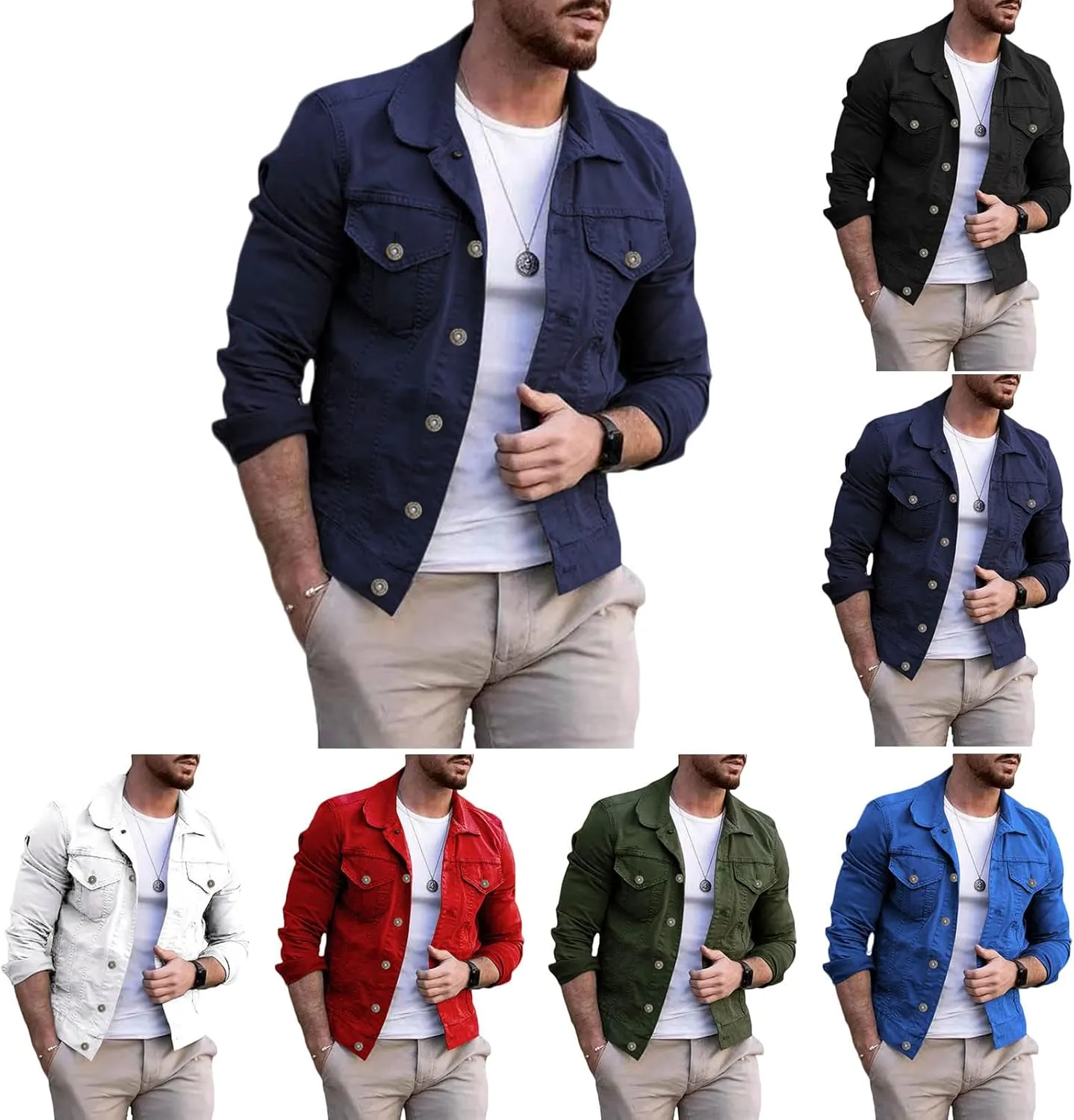 Mens Denim Jean Jackets Casual Regular Fit Button Down Long Sleeve Trucker Shirt Jacket Slim Fit Jean Cardigan Coat