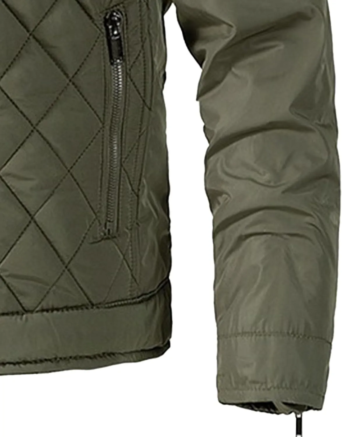 Mens Diamond Quilted Bomber Jacket Stand Collar Lightweight Varsity Jackets Winter Warm Padded Coats Outwear