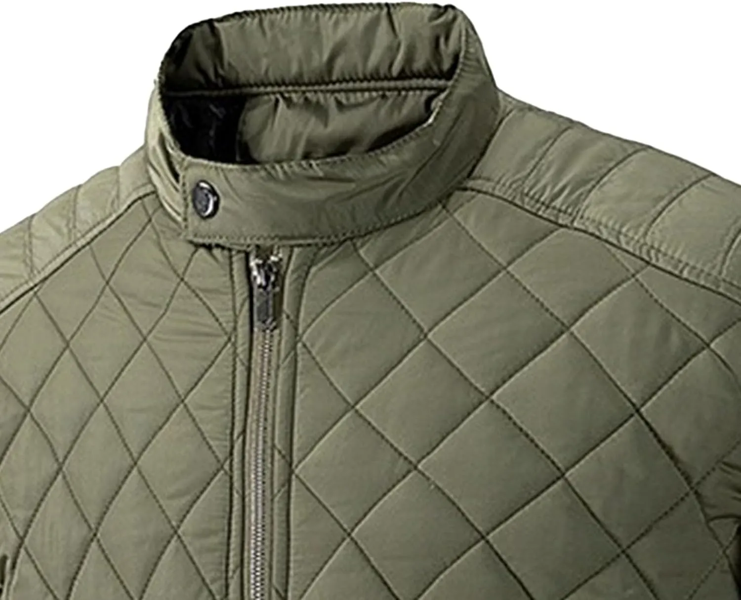Mens Diamond Quilted Bomber Jacket Stand Collar Lightweight Varsity Jackets Winter Warm Padded Coats Outwear