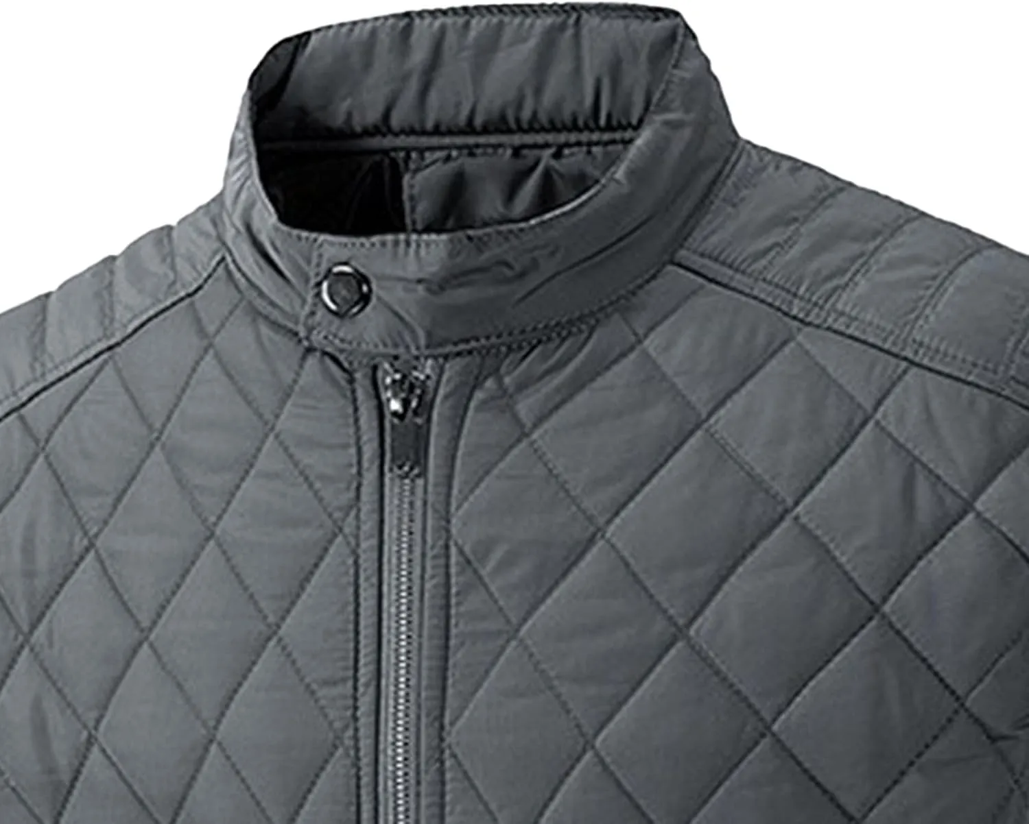 Mens Diamond Quilted Bomber Jacket Stand Collar Lightweight Varsity Jackets Winter Warm Padded Coats Outwear