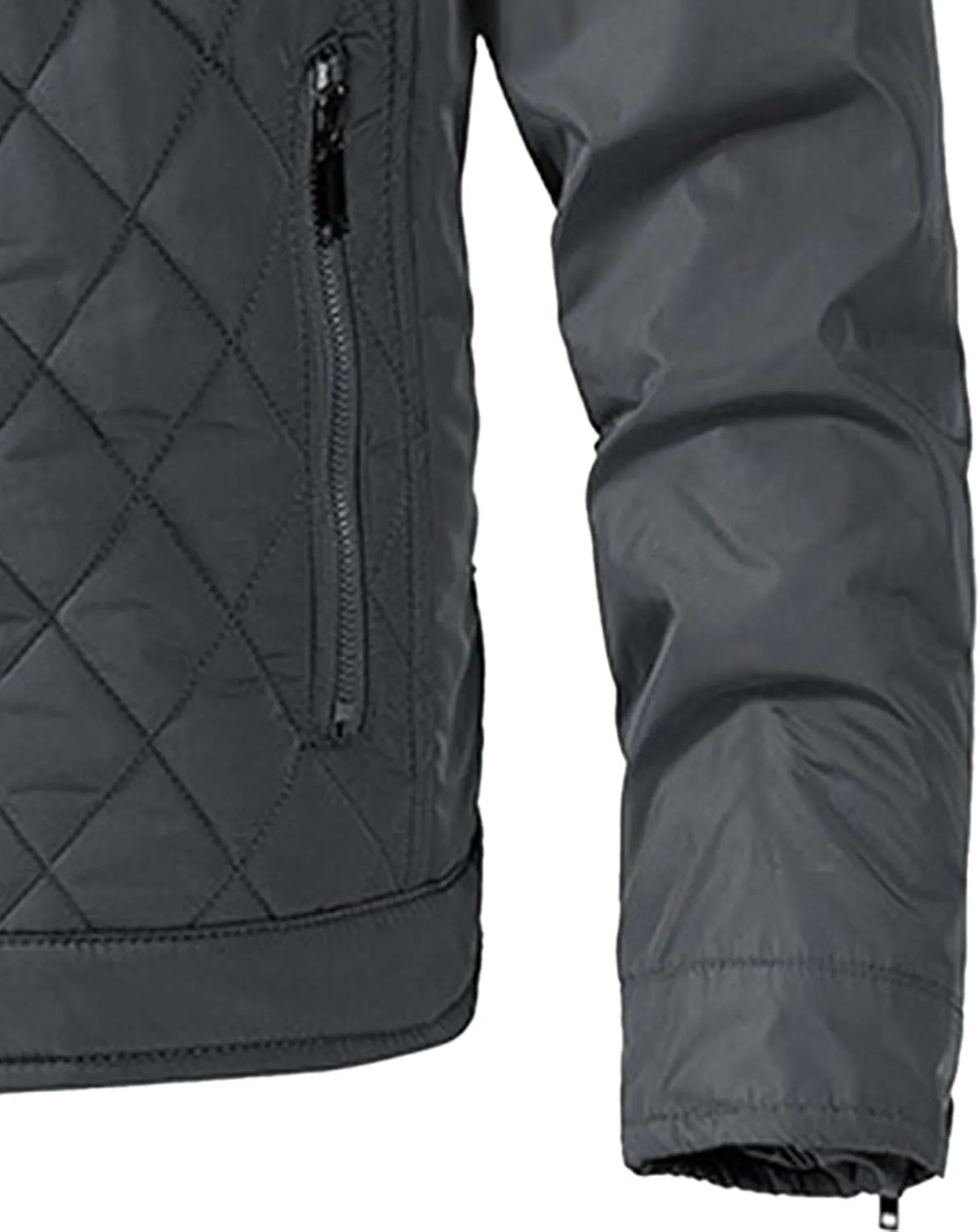 Mens Diamond Quilted Bomber Jacket Stand Collar Lightweight Varsity Jackets Winter Warm Padded Coats Outwear