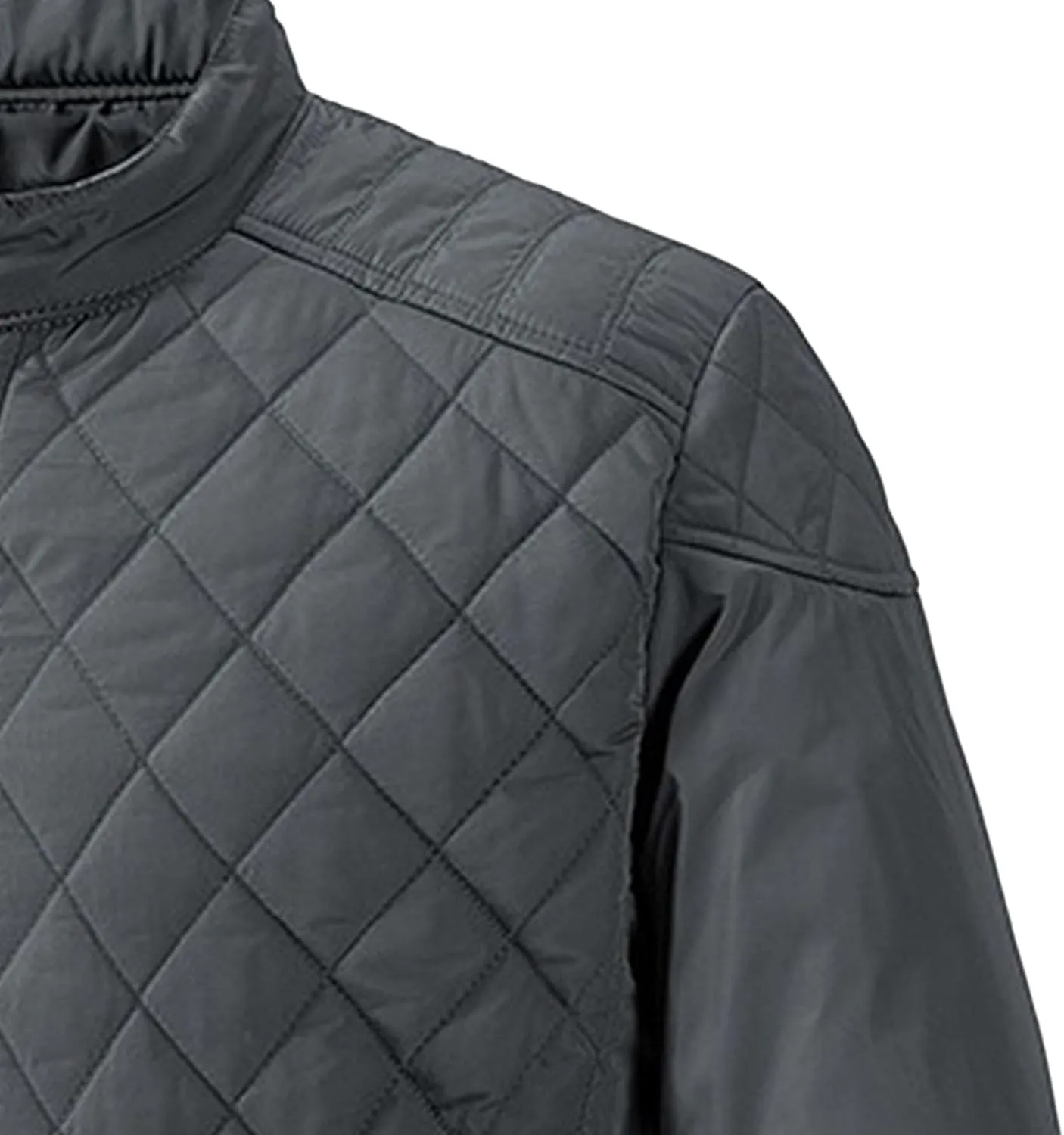 Mens Diamond Quilted Bomber Jacket Stand Collar Lightweight Varsity Jackets Winter Warm Padded Coats Outwear