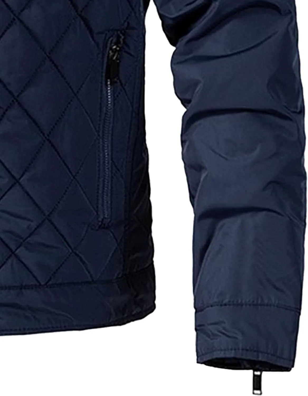 Mens Diamond Quilted Bomber Jacket Stand Collar Lightweight Varsity Jackets Winter Warm Padded Coats Outwear