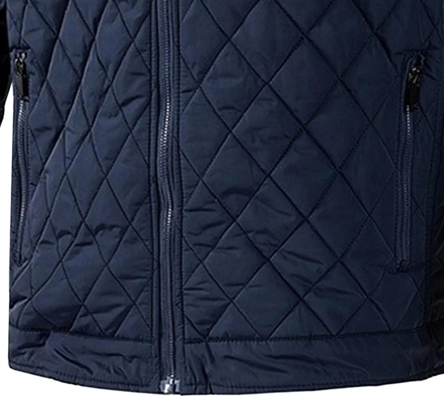 Mens Diamond Quilted Bomber Jacket Stand Collar Lightweight Varsity Jackets Winter Warm Padded Coats Outwear