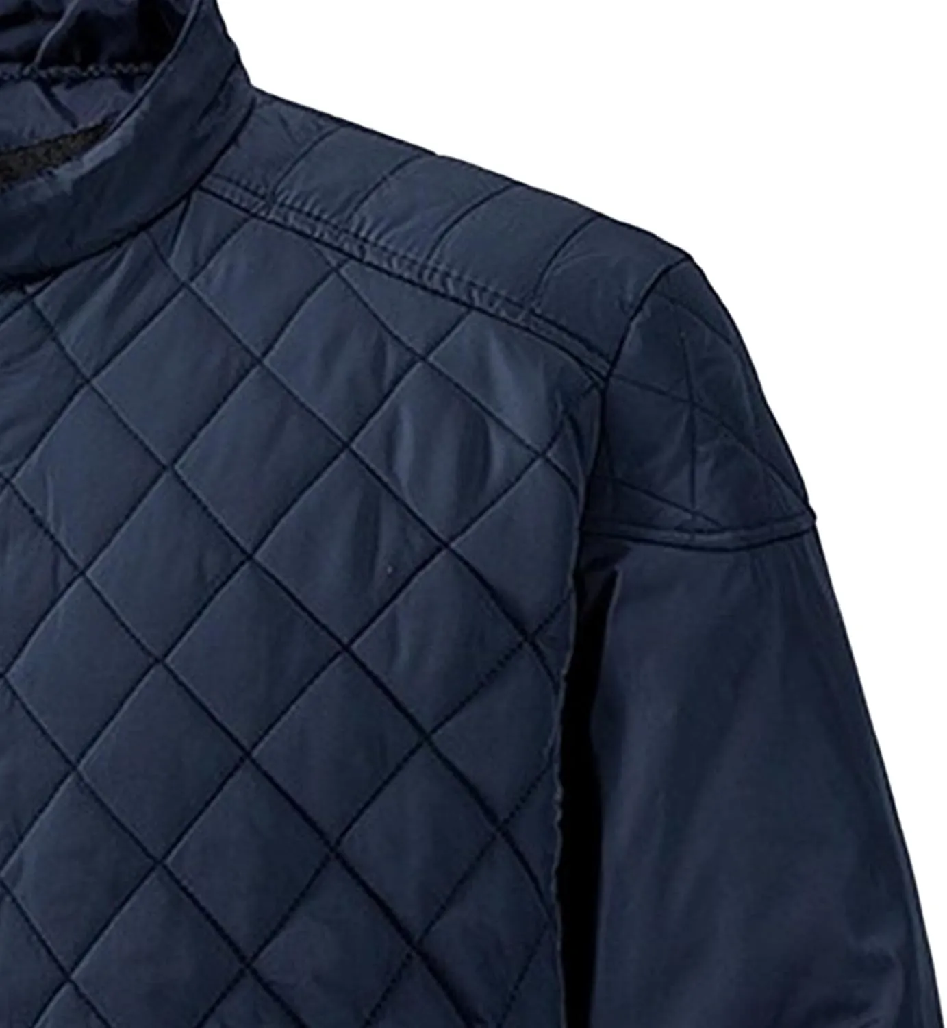 Mens Diamond Quilted Bomber Jacket Stand Collar Lightweight Varsity Jackets Winter Warm Padded Coats Outwear