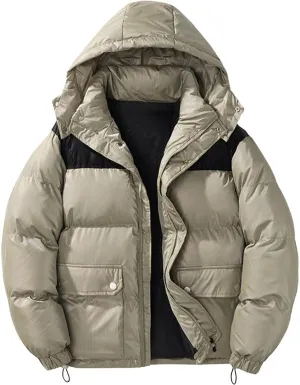 Mens Down Puffer Jacket Winter Warm Hooded Bubble Coats