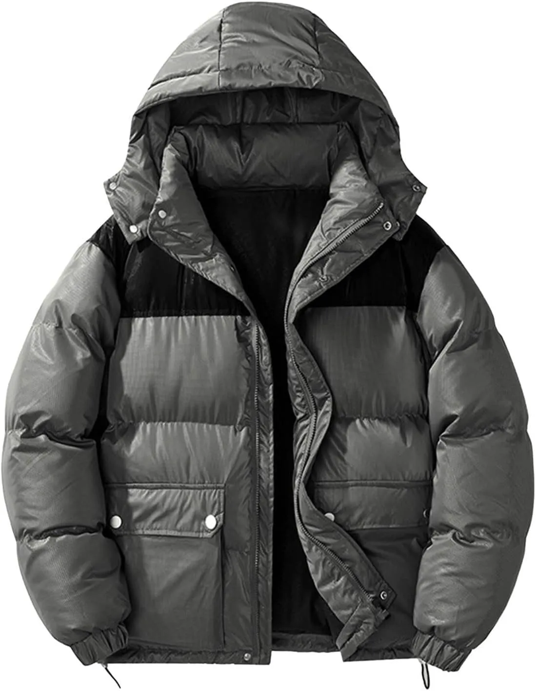 Mens Down Puffer Jacket Winter Warm Hooded Bubble Coats