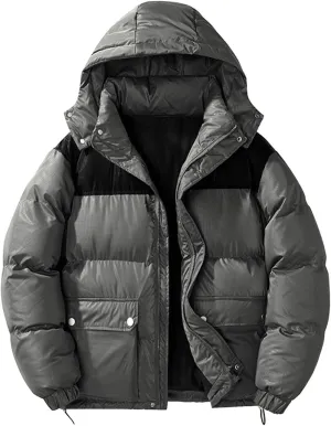 Mens Down Puffer Jacket Winter Warm Hooded Bubble Coats