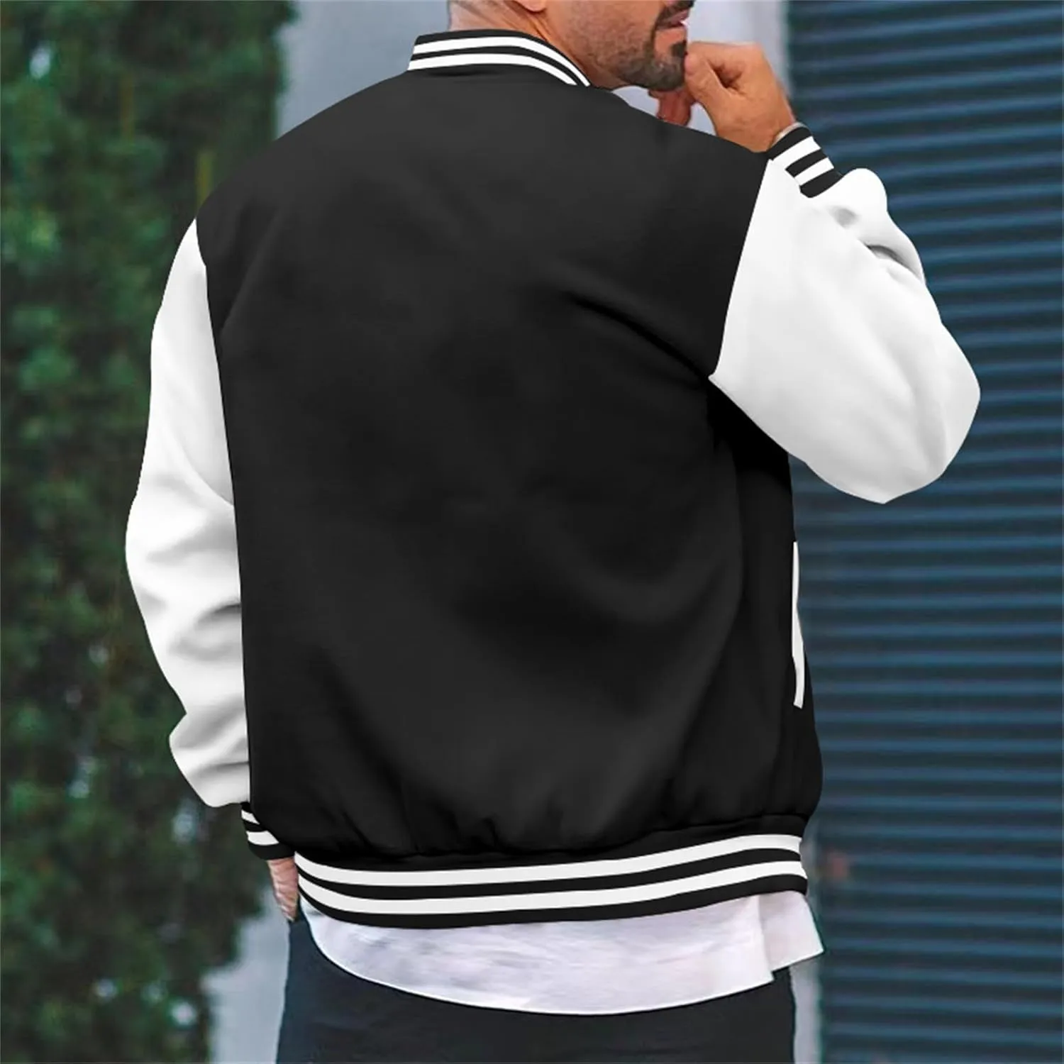 Mens Fashion Varsity Jackets Leather Sleeve Slim Fit College Baseball Letterman Bomber Coat Harajuku Vintage Tops