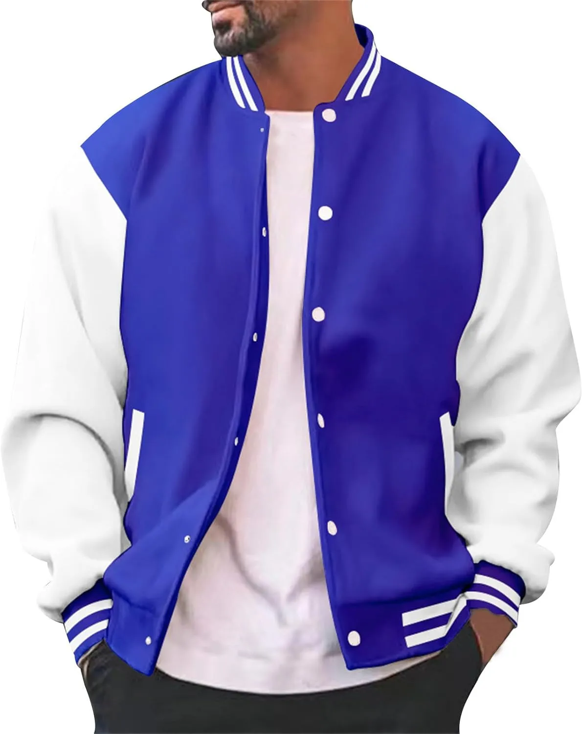 Mens Fashion Varsity Jackets Leather Sleeve Slim Fit College Baseball Letterman Bomber Coat Harajuku Vintage Tops