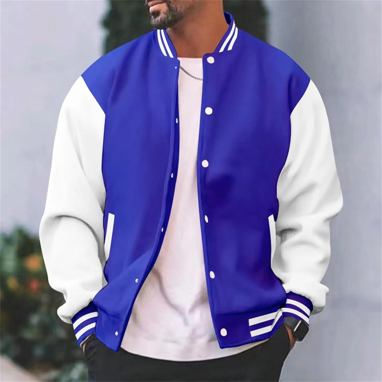 Mens Fashion Varsity Jackets Leather Sleeve Slim Fit College Baseball Letterman Bomber Coat Harajuku Vintage Tops