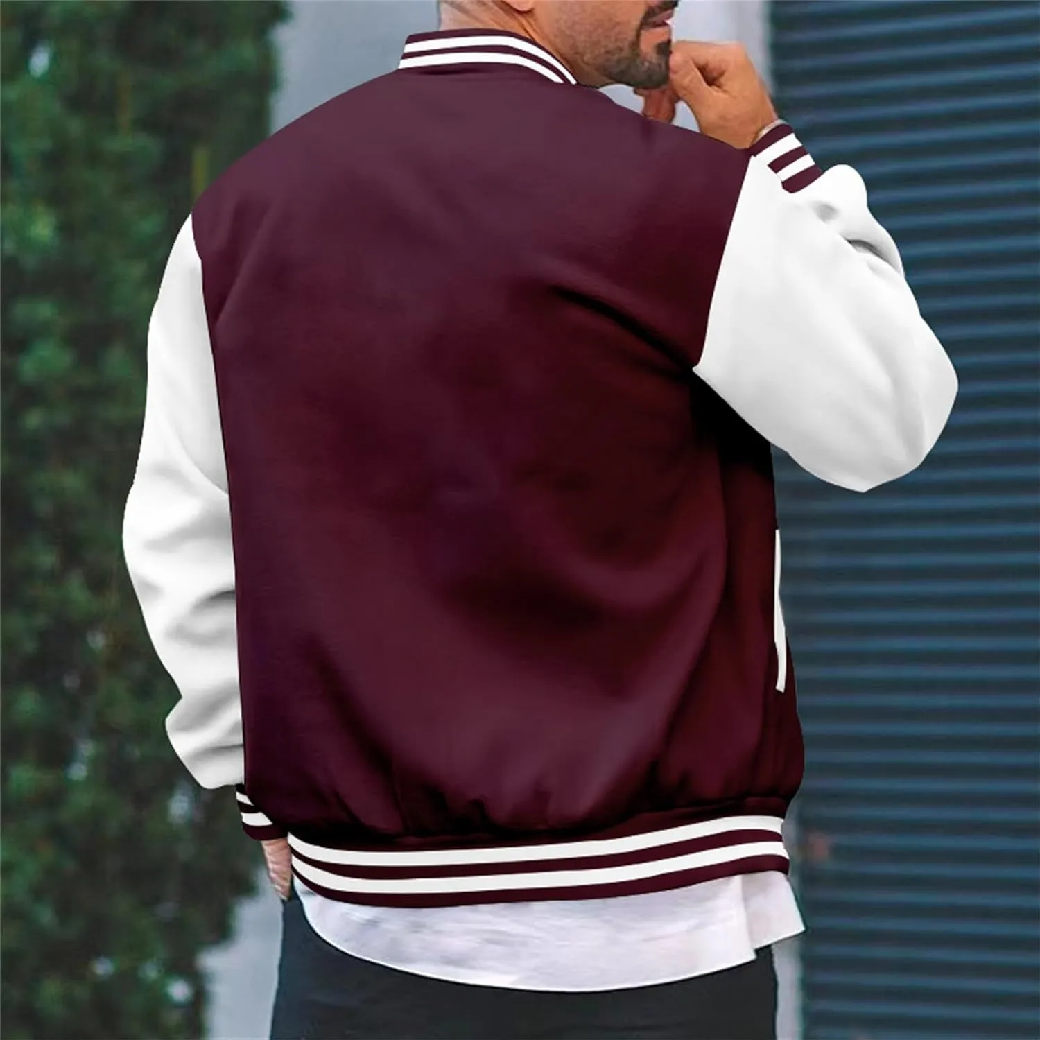 Mens Fashion Varsity Jackets Leather Sleeve Slim Fit College Baseball Letterman Bomber Coat Harajuku Vintage Tops