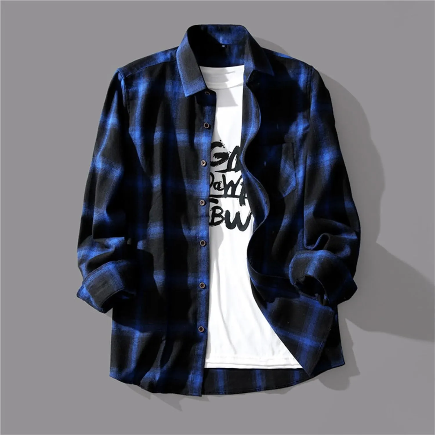 Men's Flannel Plaid Shirts Long Sleeve Button Down Shirts Casual Fall Spring Shirt Jacket Plaid Shirt