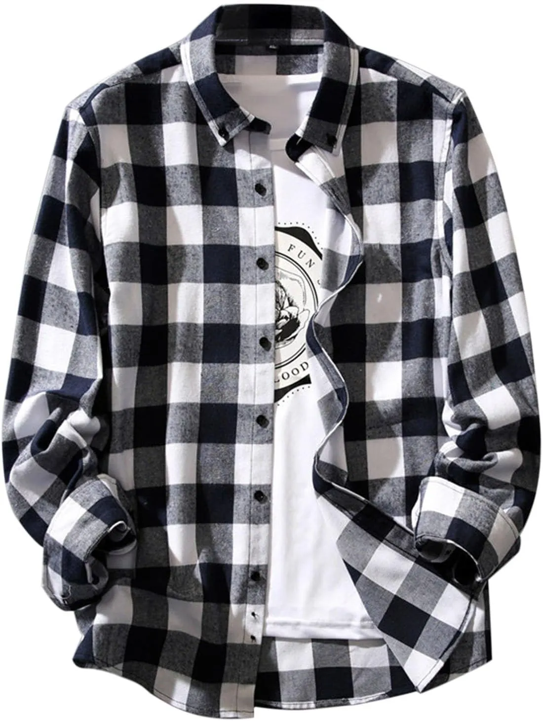 Men's Flannel Plaid Shirts Long Sleeve Button Down Shirts Casual Fall Spring Shirt Jacket Plaid Shirt