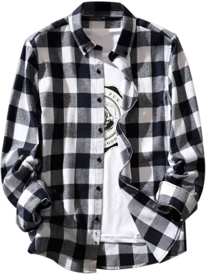 Men's Flannel Plaid Shirts Long Sleeve Button Down Shirts Casual Fall Spring Shirt Jacket Plaid Shirt