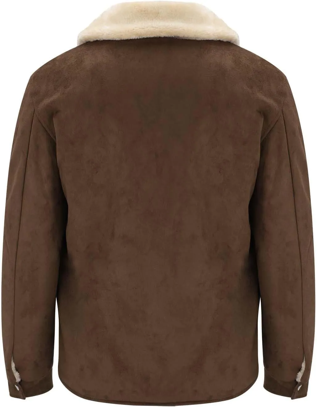 Men's Fleece Jacket Suede Faux Fur Collar Jacket Sherpa Lined Lapel Coat Heavyweight Leisure Winter Coat Outwear