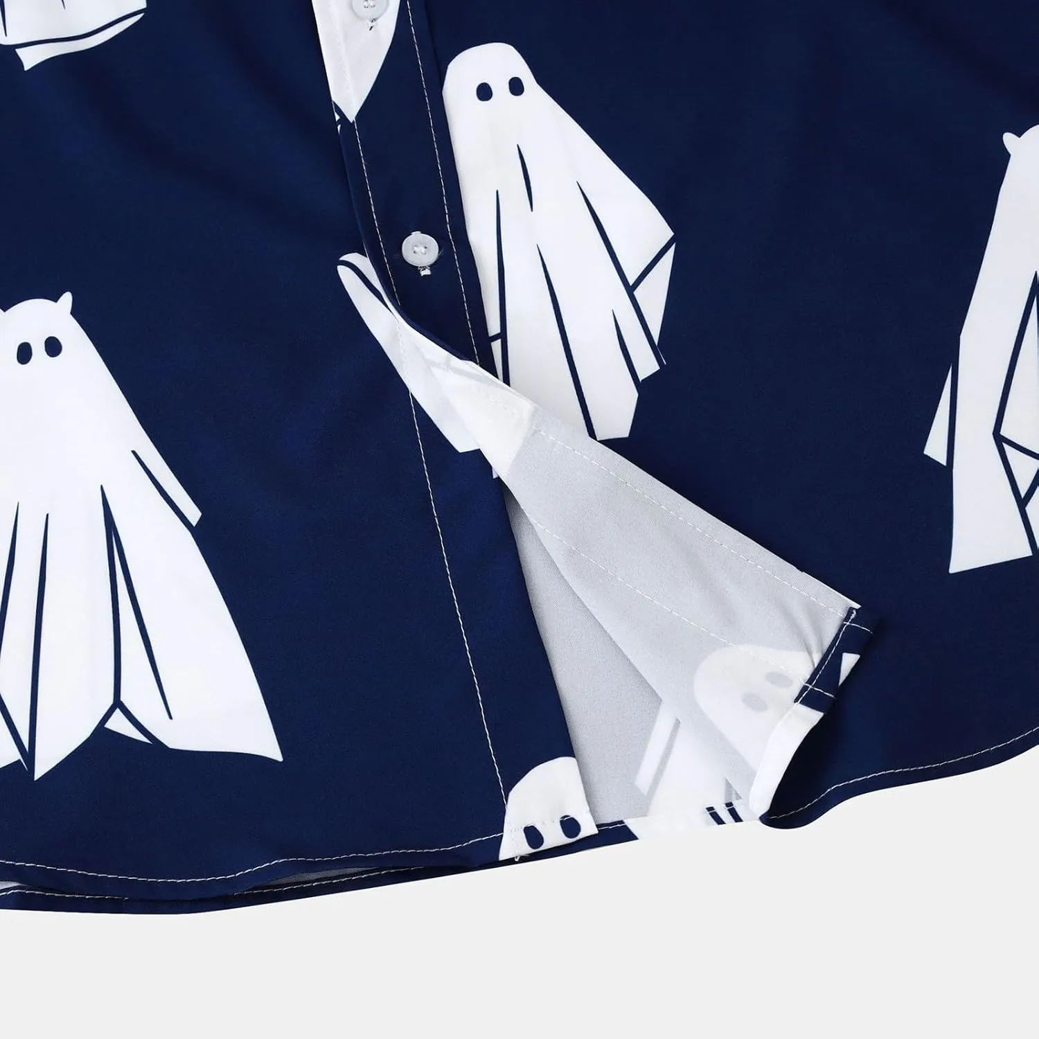 Men's Ghost Printed Button Down Shirts Funny Halloween Short Sleeve Dress Shirt Casual Loose Holiday Beach Party Tops