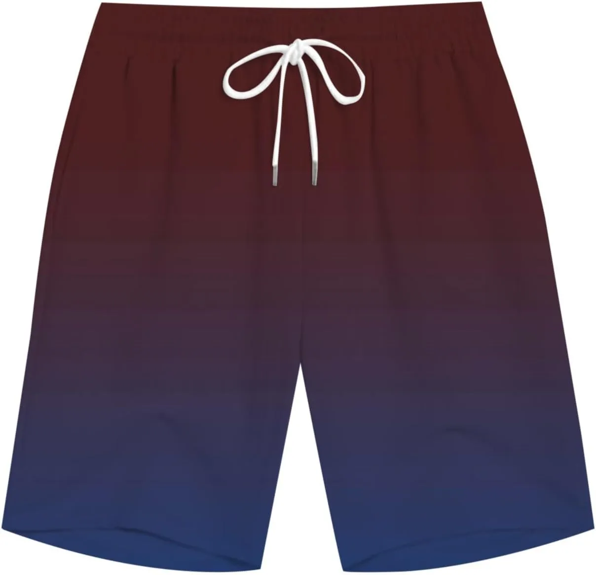 Men's Gradient Shorts Retro Summer Boho Beach Pants Elastic Waist Drawstring Baggy Comfy Shorts with Pocket Plus Size