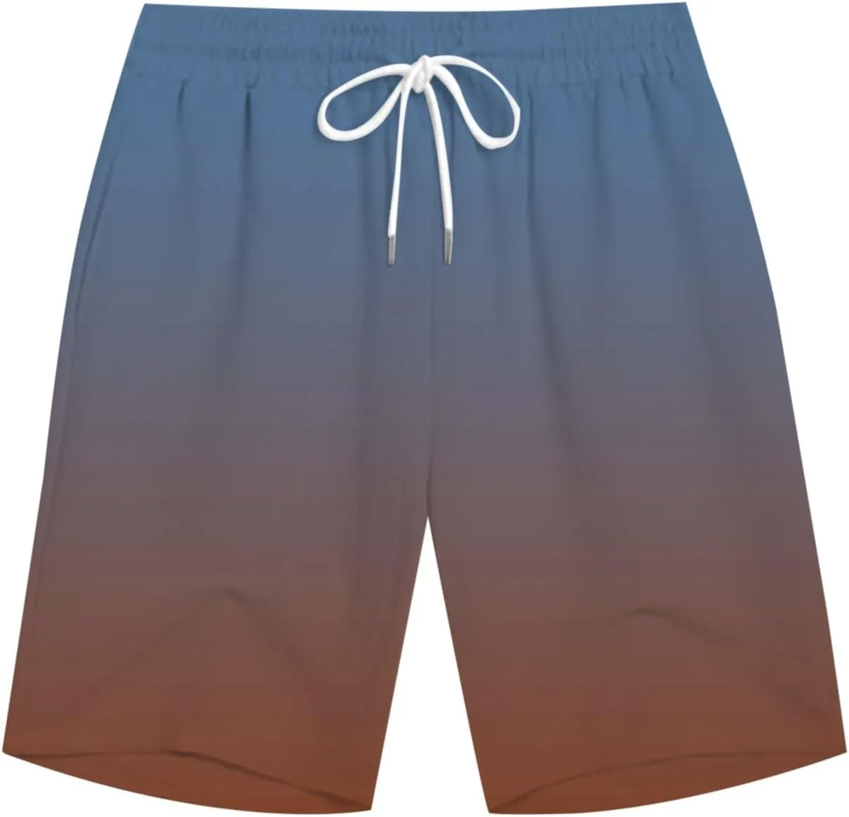 Men's Gradient Shorts Retro Summer Boho Beach Pants Elastic Waist Drawstring Baggy Comfy Shorts with Pocket Plus Size