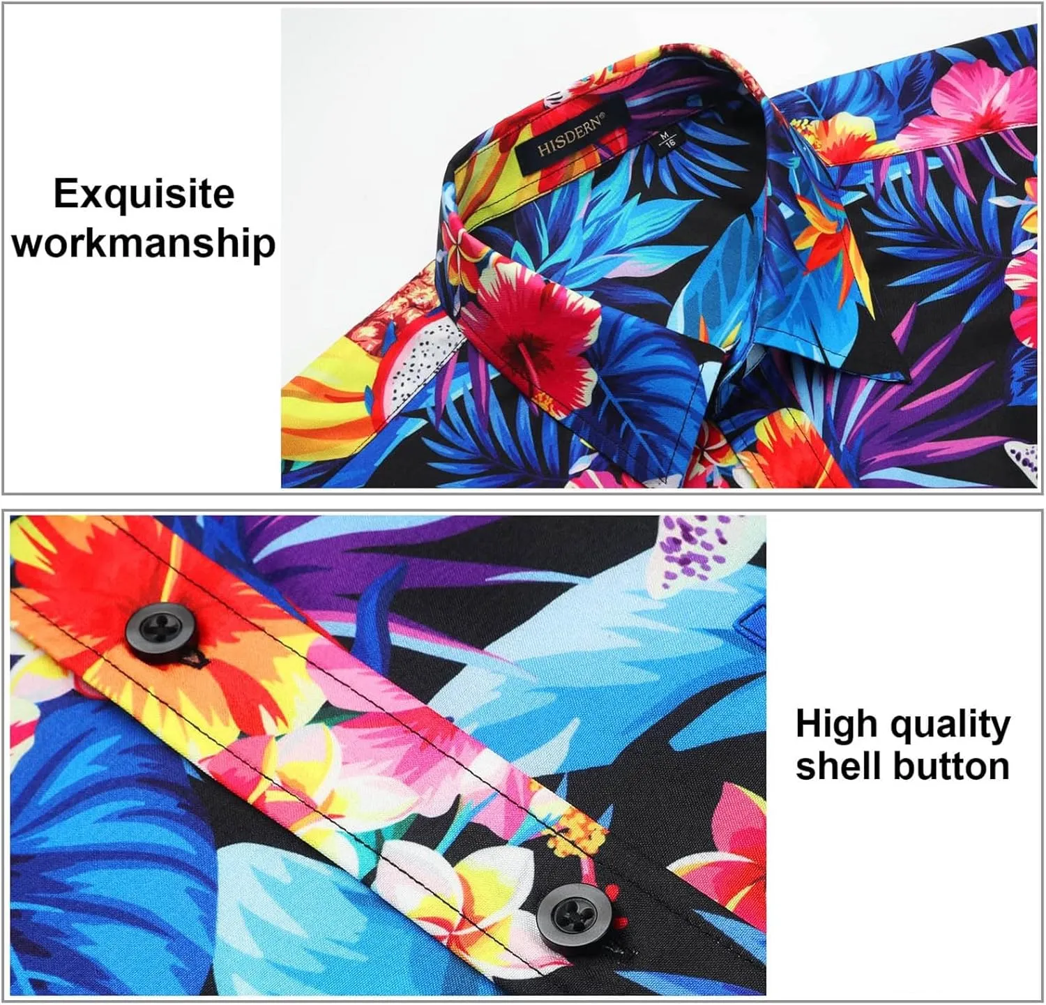 Mens Hawaiian Shirt Short Sleeves Tropical Floral Polo Shirts Casual Button Down Shirt Hawaiian Shirts for Men