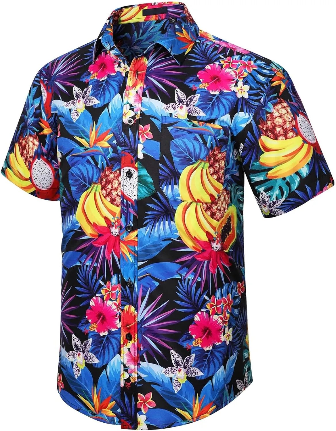 Mens Hawaiian Shirt Short Sleeves Tropical Floral Polo Shirts Casual Button Down Shirt Hawaiian Shirts for Men