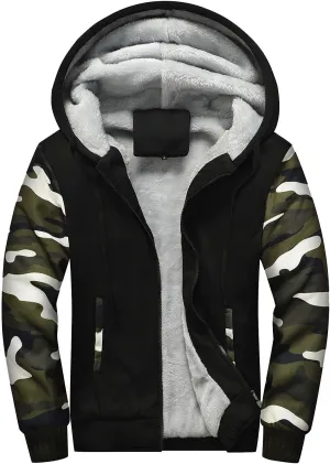 Mens Jacket Winter Heavyweight Workout Zip Long Sleeve Sherpa Lined Warm Hoodie Jackets Sweatshirt Coats Sports,S-5XL