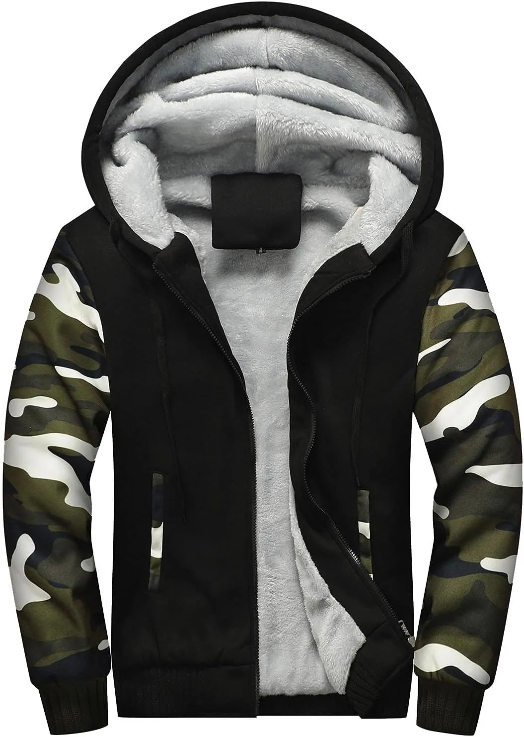 Mens Jacket Winter Heavyweight Workout Zip Long Sleeve Sherpa Lined Warm Hoodie Jackets Sweatshirt Coats Sports,S-5XL