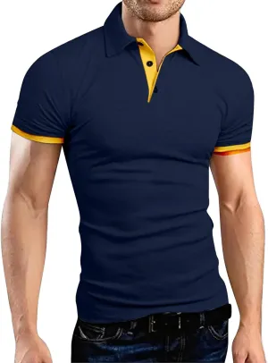 Mens Knit Polo Shirts Short Sleeve Casual Polo Sweaters Shirt Button V Neck Lapel Collared Sweater Cotton Basic Tees