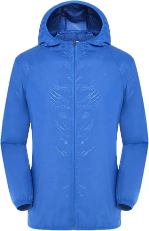 Men's Lightweight Hooded Varsity Jackets Vintage Outdoor Waterproof Windbreaker Packable Raincoat for Hiking Running