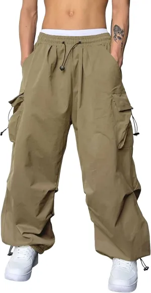 Men's Lightweight Jogging Pant Pockets Cargo Work Joggers Loose Sports Casual Sweatpant Open Hem Pant
